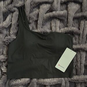 lululemon Asymmetric One-Shoulder Ribbed Crop Tank - Graphite Grey size 10